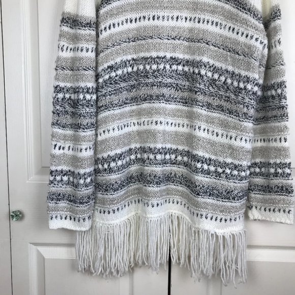 Lemon Tart Fringe Open Front Cardigan Draped Large - Picture 7 of 12